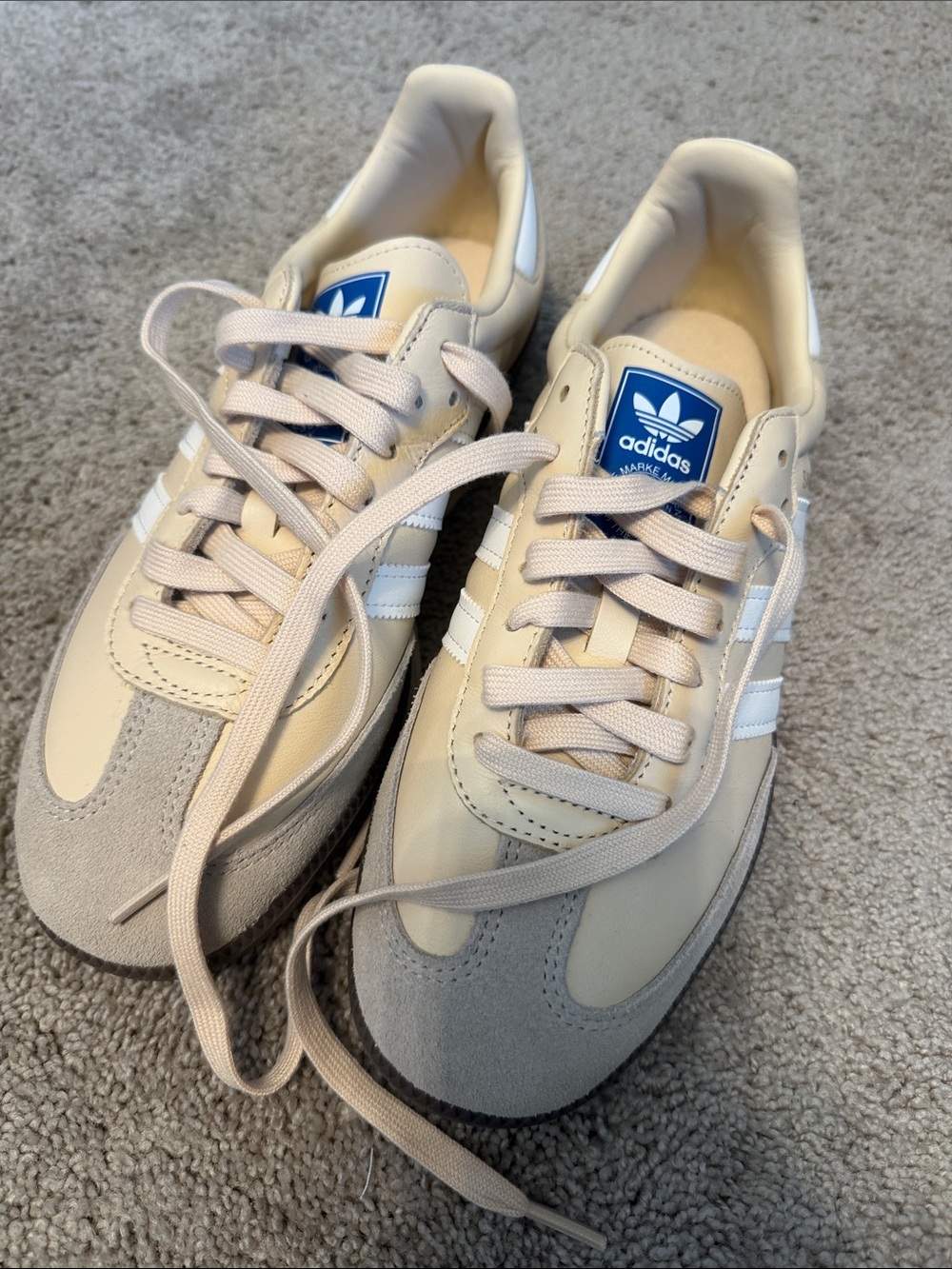 adidas Men’s Cream and Gray Samba Retro Runner Sneakers